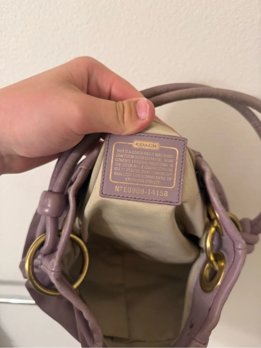 Rare Coach light purple leather shoulder bag, hobo/y2k USED!